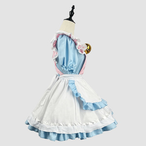 Japanese Style Maid Cosplay Dress Blue White With Bell Anime Lolita Costume For Role Playing - Product Image 2