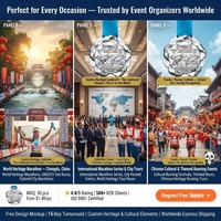 Médaille de finisseur personnalisée en métal argenté, gaufrée en 3D, pour le Marathon du Patrimoine Mondial de Chengdu, avec ruban en satin
