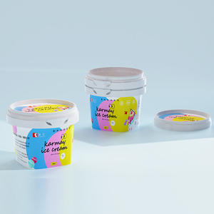 Mini vaso de plástico de 150ml con impresión de etiquetas IML, gran oferta, nuevo diseño, tapa redonda de fondo cuadrado, vaso de helado con tapa, evidencia de manipulación - Product Image 1