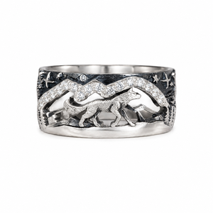 Anello Vintage con Coppia di Lupi per Uomo e Donna, Gioiello da Dito di Tendenza - Product Image 1