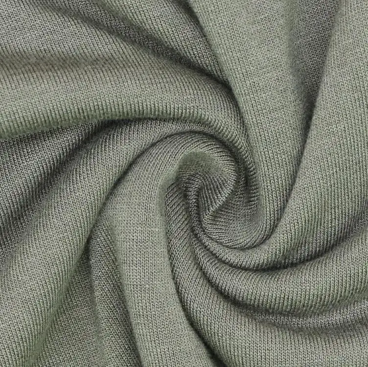 Tejido de punto de fábrica OEM rayón Spandex lino tejido de una sola viscosa Jersey tela para mujer camiseta ropa