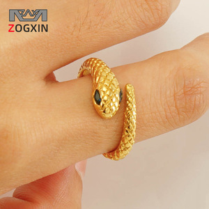 Zogxin Snake Shape Gold <b>Ring</b> <b>Adjustable</b> Animal Design Unisex Jewelry - Product Image 1