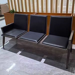 Conjunto de Sillas de Espera Modernas de Cuero PU para Oficina, Muebles Comerciales Duraderos de Diseño Contemporáneo en Color Negro - Product Image 3