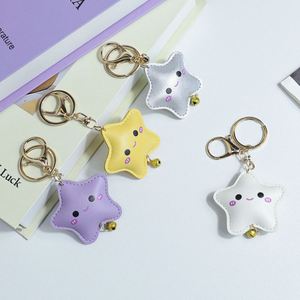Healing Pu Leather Star Pendant Cute Bell Carabiner Keychain Durable <b>Key</b> <b>Ring</b> <b>Bag</b> Decoration - Product Image 1