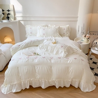 Ensemble de draps de lit 4 pièces en lin brossé épaissi doux pour la peau, taille Queen et King, literie confortable