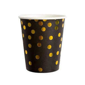 Gobelets en <span class=keywords><strong>papier</strong></span> jetables imprimés sérigraphiés à pois noirs, effet bronzé, luxe léger, design personnalisable, haute qualité, vente en gros - Product Image 3