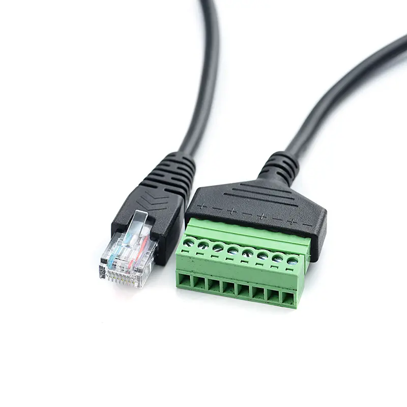 Rallonge de câble réseau dans le câble RJ45 sans soudure avec trous de vis peut être fixé câble adaptateur de borne mâle réseau à 8 cœurs