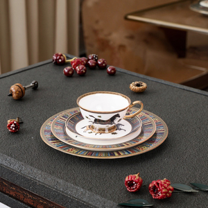 Wholesale Blue/Red European Classic Luxury Bone China Ceramic Tea & Coffee <b>Cup</b> <b>Set</b> with Horse Design 250ml Capacity Food Grade - Product Image 1