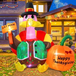 Pavo Gigante Inflable de 6 Pies para Acción de Gracias con Luces LED Giratorias de Colores para Decoración de Jardín Interior y Exterior en Otoño - Product Image 1