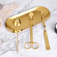Gute Qualität Golden Plated Edelstahl 4 Stück Wick Care Kit Luxus Aroma therapie Kerze Wick Hook Snuffer Trimmer Tray Set