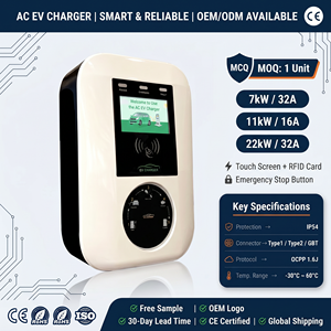 Nueva Estación de Carga para Vehículos Eléctricos <span class=keywords><strong>Chuhan</strong></span> de 7KW, 11KW y 22KW, Montada en Pared, Tipo GBT, Tipo 1 y Tipo 2, para Hogar, 16A y 32A - Product Image 1