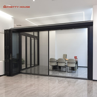 Porte pliante en aluminium à rupture de pont thermique avec double vitrage trempé, robuste, pour villa et appartement