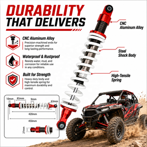 Amortisseur de moto avec distance entre les trous de 420 mm et amortissement réglable pour moto tout-terrain, VTT, UTV, karting et scooter de 90 cc à 250 cc - Product Image 4