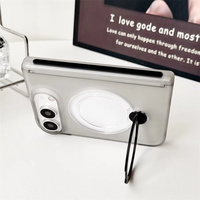 Nouvelle coque de téléphone magnétique rotative avec anneau, translucide mate, pour iPhone DUO, protection de la charnière, fine, transparente, en PC rigide