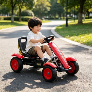 Kart à pédales pour enfants, 4 roues, voiture de course, siège réglable, frein à main, kart à propulsion par les pieds pour enfants - Product Image 2
