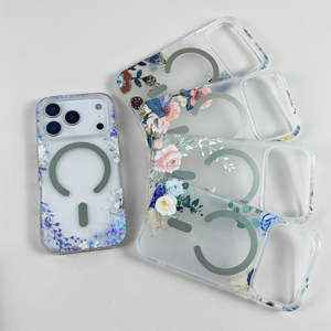 Coque de téléphone transparente avec aimant à fleurs mates pour iPhone 17 16 15 14 13 12 11 Pro Max, compatible avec la charge sans fil, antichoc - Product Image 6