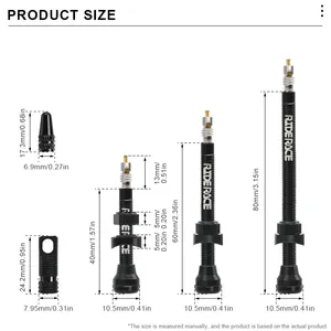 Valves <span class=keywords><strong>tubeless</strong></span> RIDERACE pour vélo, 45, 65, 85 mm, valves Presta pour cyclisme sur route, noyaux amovibles, <span class=keywords><strong>valve</strong></span> à air, 2 pièces/ensemble pour <span class=keywords><strong>VTT</strong></span> - Product Image 6