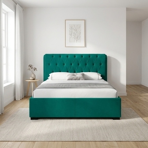 Willsoon <span class=keywords><strong>Letto</strong></span> Contenitore Personalizzato <span class=keywords><strong>Verde</strong></span> Queen/King con Ottomana Idraulica, Struttura in Velluto Morbido, 4 Cassetti, Ruote e <span class=keywords><strong>Testiera</strong></span> con Materasso - Product Image 3