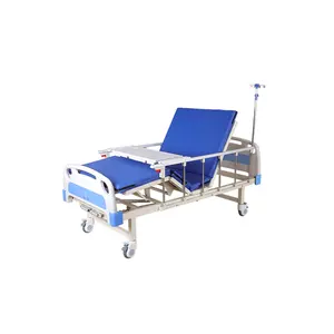 Muebles de hospital más baratos y confiables, cama médica de UCI Manual de doble manivela, cama de enfermería para pacientes