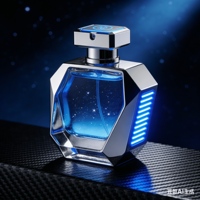 Flacon de parfum en verre pour homme de style arabe, OEM, avec motif géométrique en relief, dégradé foncé, bouchon noir et or, coffret cadeau, 50 ml, 100 ml, personnalisable