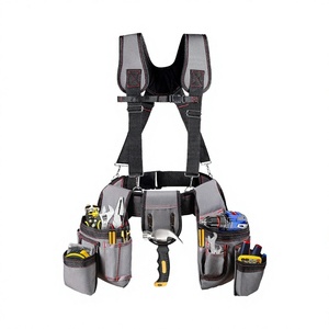 Cinturón de Herramientas Profesional con Tirantes para Hombre, Bolsa de Herramientas Impermeable de Alta Resistencia con 18 Bolsillos Ajustables, Capacidad de 20 kg, Gris - Product Image 1