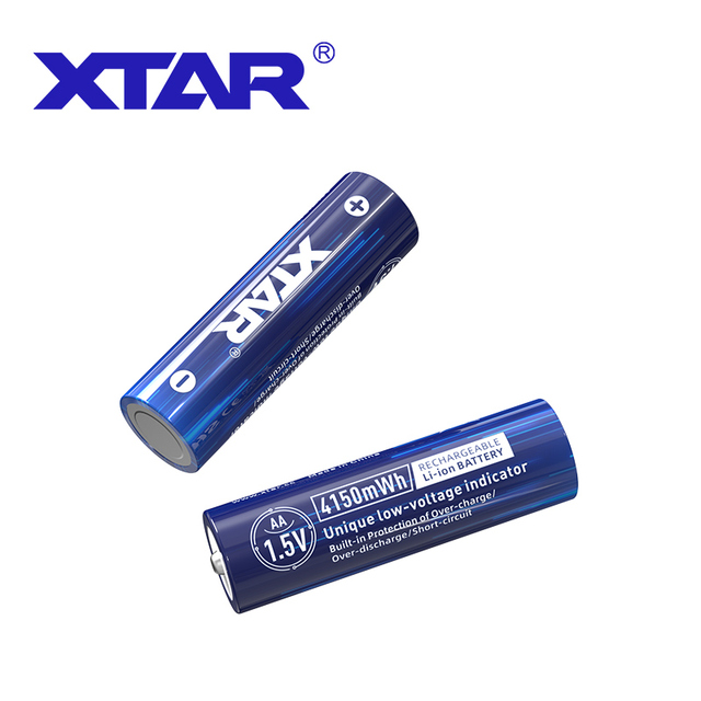 High Capacity 2pcs/Pack XTAR 4150mWh 1.5v Lithium Ion Rechargeable Aa Batteries for Microphones Headlamp Outdoor Light