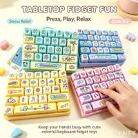 Jouet sensoriel anti-stress portable à 26 boutons imprimé aliments de dessin animé, clavier à presser, pour garçons et filles, idéal pour les fêtes