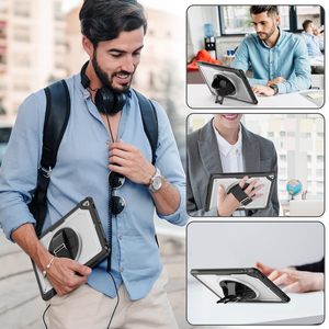 Máy tính bảng trong suốt trường hợp cho <span class=keywords><strong>iPad</strong></span> 9th 8th 7th Gen 10.2 inch trường hợp bảo vệ màn hình tay dây đeo vai xoay đứng máy tính bảng Bìa - Product Image 6