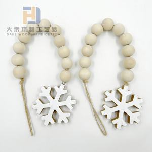 30 تونج الخرز الخشبي الطبيعي إكليل ريفي حبة خشبية كبيرة <span class=keywords><strong>MDF</strong></span> ندفة الثلج قطعة المعلقات بوهو الحلي شنقا ديكور عيد الميلاد - Product Image 2
