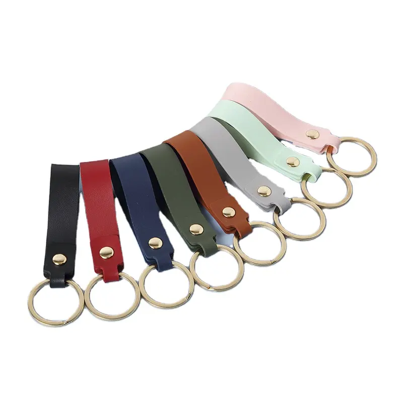 Custom Logo Fashion Pu Strap Short Lanyard Leather Name Keychain Blank Luxury Personalized Keychain For Key Holder