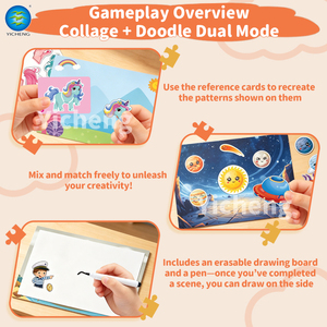 <span class=keywords><strong>Jeu</strong></span> de puzzle magnétique 2-en-1 pour enfants : <span class=keywords><strong>jeu</strong></span> éducatif avec tableau de dessin et ensemble d'autocollants magnétiques pour l'apprentissage précoce - Product Image 2
