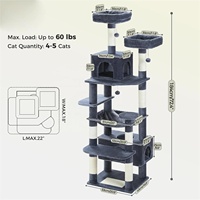 Arbre à chat de luxe moderne et spacieux avec poteaux à gratter en sisal, perchoirs en peluche et hamac pour chats d'intérieur