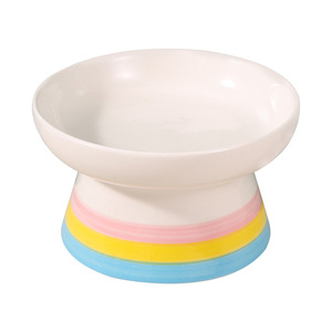Master Gu <b>Ceramic</b> Cat Bowl With Heart Rainbow Design Tall For Cats And <b>Dogs</b> Holds Food And Water - Product Image 4