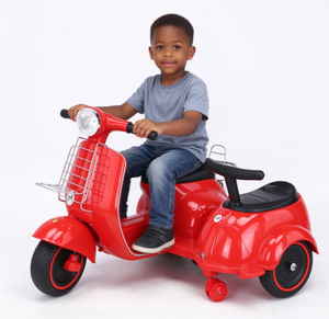 Moto Elettrica Ricaricabile per Bambini Stile <span class=keywords><strong>Vespa</strong></span> con Rimorchio Laterale, Regalo Perfetto per Feste di Compleanno - Product Image 4