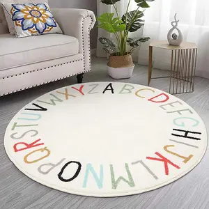 畅销圆形儿童游戏地毯字母幼儿园区域地毯超大柔软爬行儿童游戏垫