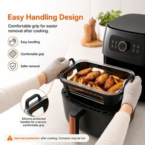 Revêtement en verre pour friteuse à <span class=keywords><strong>air</strong></span> <span class=keywords><strong>Ninja</strong></span> DualZone à <span class=keywords><strong>2</strong></span> paniers, ensemble d'accessoires 4 pièces pour <span class=keywords><strong>panier</strong></span> en verre DZ401 avec tapis en silicone - Product Image 3