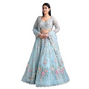 InCotton.M Lehenga Dorado de 4 Metros con Volantes y Capas de Lona de Georgette Sintética, Glamour para Fiestas - Calidad Excepcional - Product Image 1