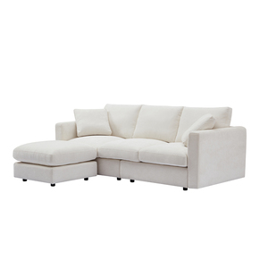 طقم أريكة مقطعية وحدات باللون الأبيض بتصميم عصري بسيط، تصميم أوروبي مع إسفنج تبريد، أثاث لغرفة معيشة الفنادق والفلل - Product Image 6