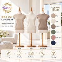 Haut à manches courtes pour femme - Haut en tricot uni basique, adapté pour les tenues décontractées du printemps et de l'été