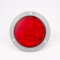 Feu arrière rond rouge de 4 pouces à montage sur bride avec anneau en acier inoxydable, étanche, 12V, homologué DOT, pour camion, remorque, fourgonnette