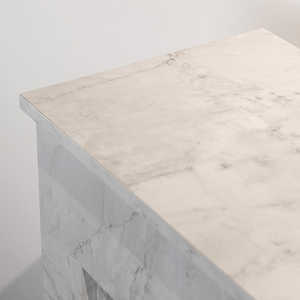 Cheminée au bioéthanol sur pied BELLINI en bois effet marbre blanc fabriqué en italie longueur 96 x profondeur 35 x hauteur 96cm - Product Image 4