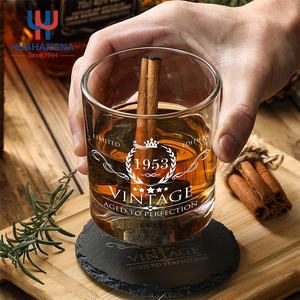 Huahang personnalisé 11 oz Vintage Double verre à whisky à l'ancienne Logo gravé boîte-cadeau en bois Transparent pour <span class=keywords><strong>Scotch</strong></span> Bourbon - Product Image 5