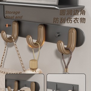 Wall Mounted Coat Rack With Shelf Self Adhesive Hooks Minimalist Entryway Storage For Hallway Bedroom Door Hook - Product Image 3