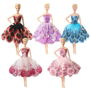 Vestido de Novia de Princesa con Encaje para Muñecas, Disfraz de Juguete DIY, Talla Personalizada, Falda Corta para Niñas - Product Image 1