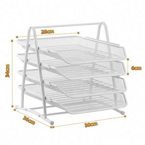 Office School and Home 4 Tier Letter Tray Organizer Metal Storage Compartments Office Document Tray A4 Mesh <b>Drawer</b> Organiser - Product Image 3
