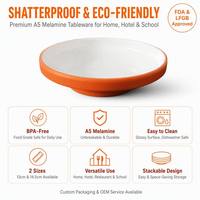 Ensemble de bols en mélamine orange et blanc, 2 tailles (13 cm et 14,5 cm), sans BPA, conformes aux normes FDA et LFGB, incassables, empilables, qualité alimentaire, vente en gros pour restaurants