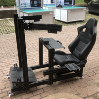 Cabina de Simulación de Carreras con Perfil de Aluminio Personalizado, Asiento para Simulador de Conducción DIY con Movimiento y Soporte para Tres Monitores