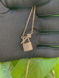 Collar de cobre de joyería, colgante de cerradura de circón con llave pequeña - Product Image 4