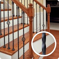 Balustres d'escalier modernes en acier inoxydable noir satiné et en fer forgé, hauteur de 44 pouces, broche de 1/2 pouces pour escaliers de maison