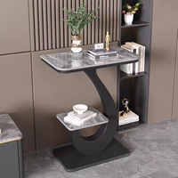 Table console moderne de salon en métal convertible de luxe léger avec plateau en marbre
